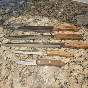 Vintage MCM Interpur Japanese Stainless Steel Kitchen Knife Set Of 5